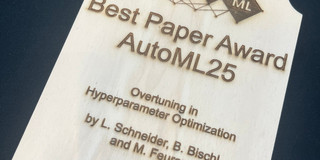 Plaque Best Paper Award International Conference on Automated Machine Learning 2025 for Lennart Schneider, Bernd Bischl and Matthias Feurer for the paper "Overtuning in Hyperparameter Optimization"